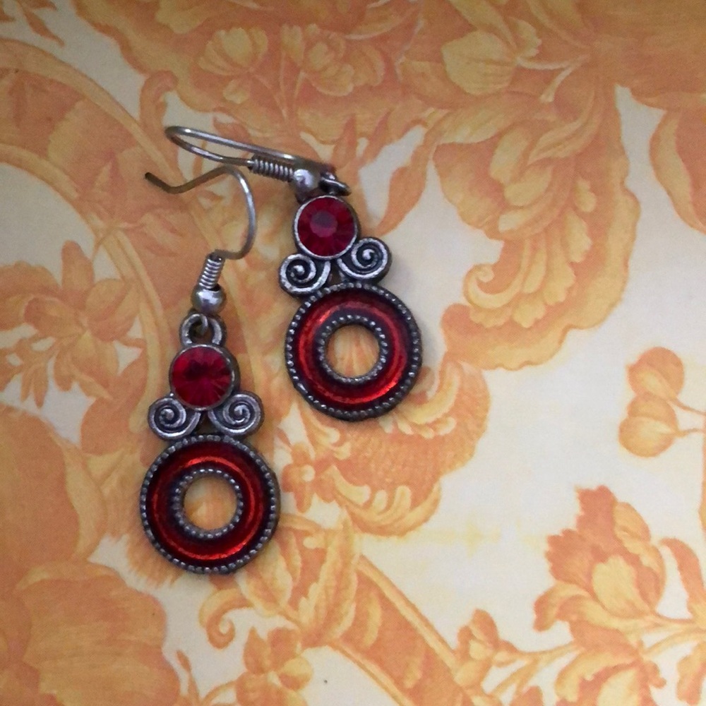Red and Silver Earrings
